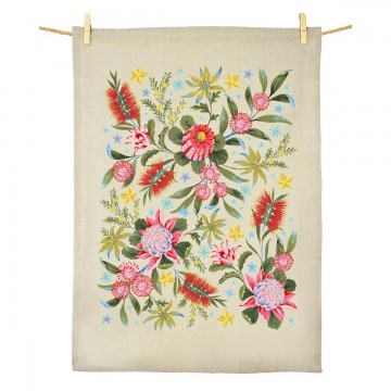 Tea Towel | Christmas Flora | Organic Cotton